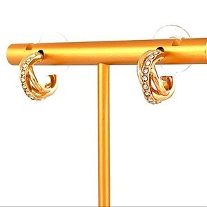 NWT Laundry by Shelli Segal Tiny Twisted Hoop Earrings w/ CZ Crystals